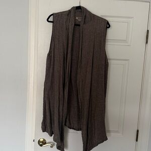 Flax Textured Brown Open Front Vest